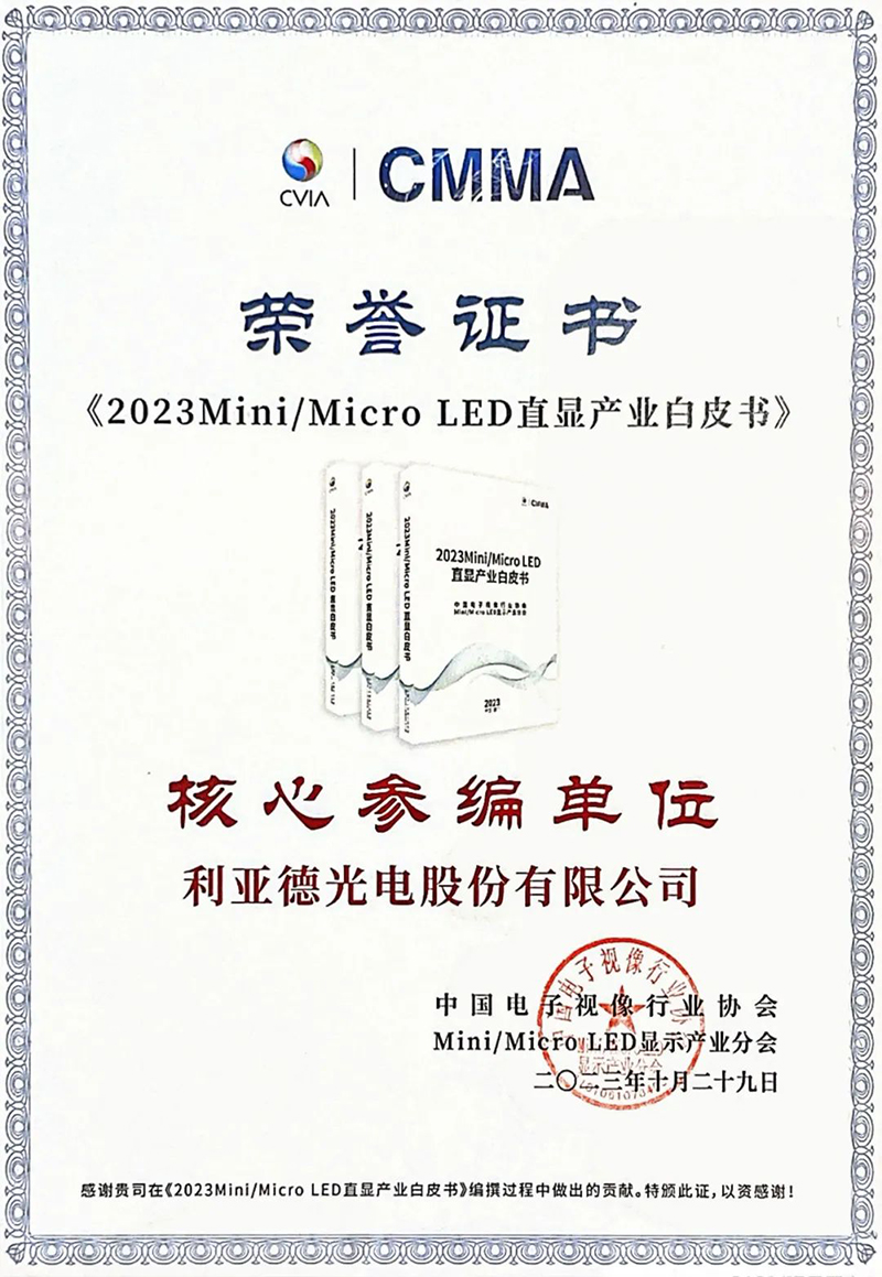 利亚德参与《Mini/Micro LED直显屏舒适度评价方法》团体标准正式实施
